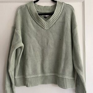 American Eagle Outfitters Light Green V-Neck Sweater